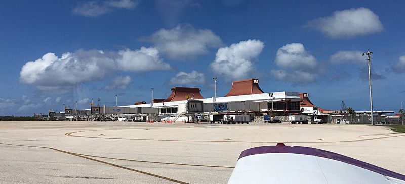 Saipan International Airport's main terminal seen from the air