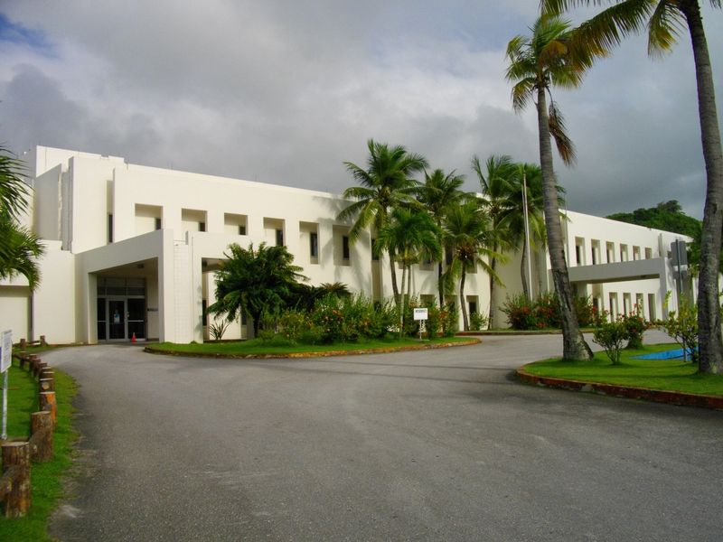 The main entrance of the Commonwealth Healthcare Corporation hospital on Saipan